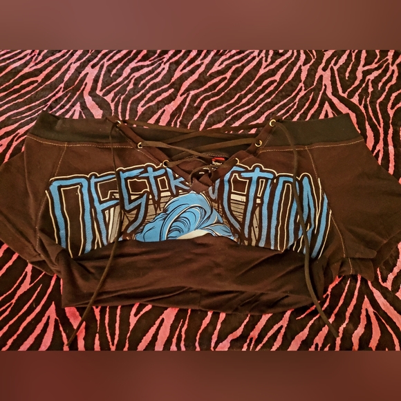 Destruction Of A Rose Heavy Metal Bodycon 2 Pc Outfit Set reworked slow fashion - Picture 7 of 8